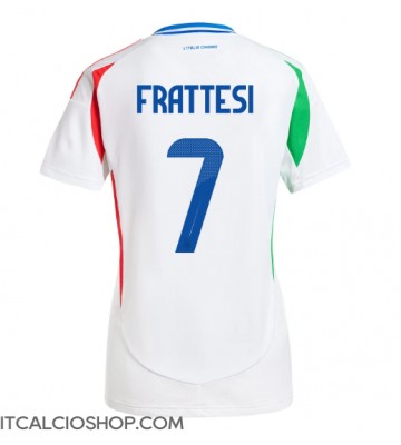 Italia Davide Frattesi #7 Seconda Maglia Femmina Europei 2024 Manica Corta